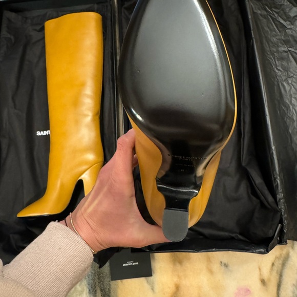 Saint Laurent 110 Tube Boot, Vanity Soft Calf - Brandy - Picture 3 of 10